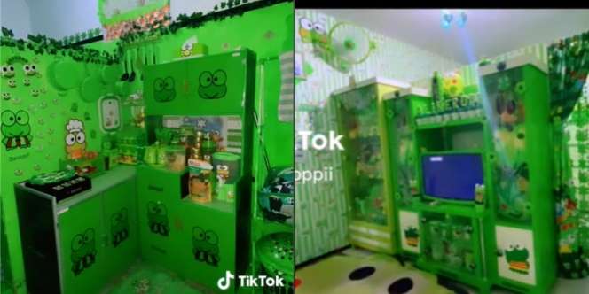 Viral Kos-kosan Interior Serba Hijau Keroppi, Pemiliknya Bikin Kaget