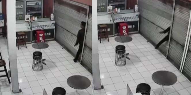 Ketahuan Pemilik Toko, Aksi Kocak Maling Balik Arah hingga 'Nyangkut' di Rolling Door Terekam CCTV