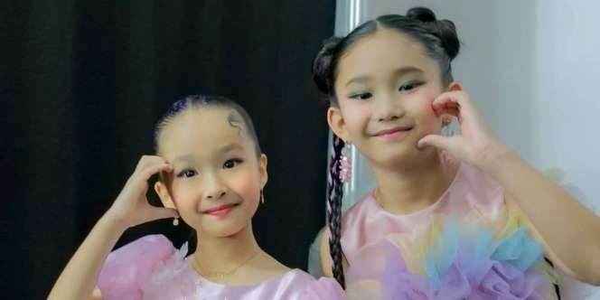 Putri Ruben Onsu dan Ayu Ting Ting Kompak Pakai Dress Permen