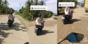 Aksi Nekat Cewek Naik Motor Matik Reyot: Serasa Lagi Ngedrift yang Nonton Sampai Pasang Kepala Miring