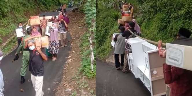 Heboh Aksi Warga Antar Seserahan Nikah Mirip Orang Evakuasi Korban Bencana