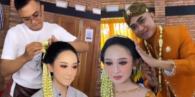 Pengantin Pria Turun Langsung Rias Sang Istri, Warganet: Dibayar Pakai Cinta