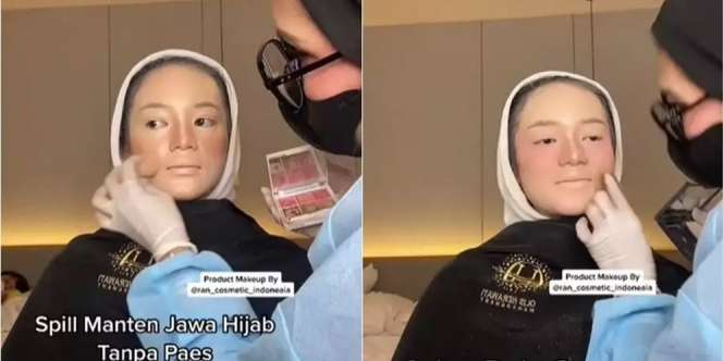 Transformasi Wanita Berhijab Makeup Ala Pengantin Jawa, Tanpa Paes Tapi Manglingi, Barbie Abis!