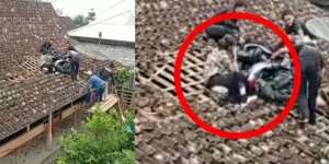 Viral, Motor Matic di Magelang 'Terbang' Sebelum Nyangkut di Atas Genteng Rumah Warga