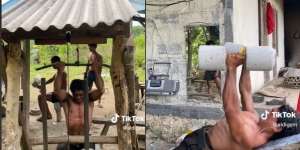 Kampung Ini Punya Gym Low Budget, Alat Dibuat dari Kayu dan Semen