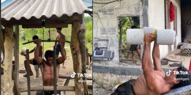 Kampung Ini Punya Gym Low Budget, Alat Dibuat dari Kayu dan Semen
