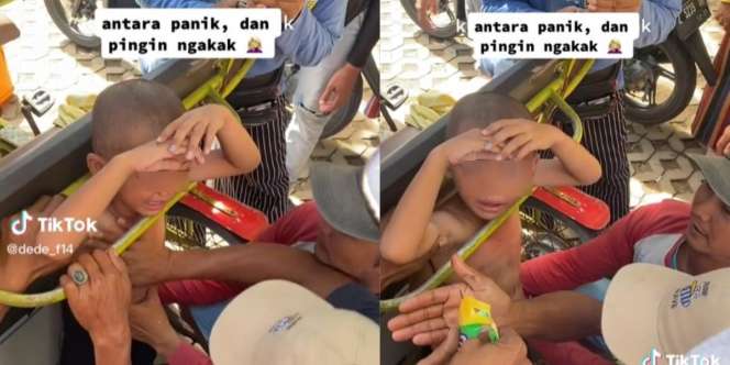 Mau Ngakak Tapi Kasihan, Bocah Plontos Terjepit Besi Bangku Odong-odong, Satu RT Auto Ikutan Panik
