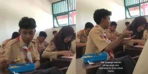 Momen Kocak Emak-Emak Pergoki Anaknya Suapi Ayang Pakai Bekal Makan: 'Ooo Tahu Gitu Enggak Tak Masakin'