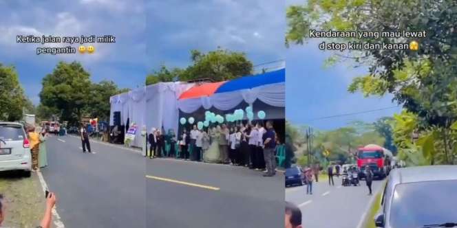 Viral! Momen Prosesi Lepas Balon oleh Pengantin Bikin Repot Pengguna Jalan: Sudah Tradisi Jalan Dikuasai yang Punya Hajat
