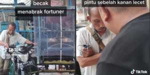 Tukang Becak Terdiam Pasrah Usai Tabrak Mobil Mewah, Reaksi Pemilik Mobil Bikin Terenyuh