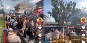 Viral Video Anggota Brimob Ramai-ramai Bantu Wanita yang Mobilnya Masuk Parit, Ekspresi Wajah Mereka Disorot