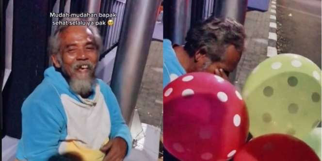 Kakek Berdandan Badut Jualan Balon hingga Malam, Menangis Saat Dagangannya Dibeli