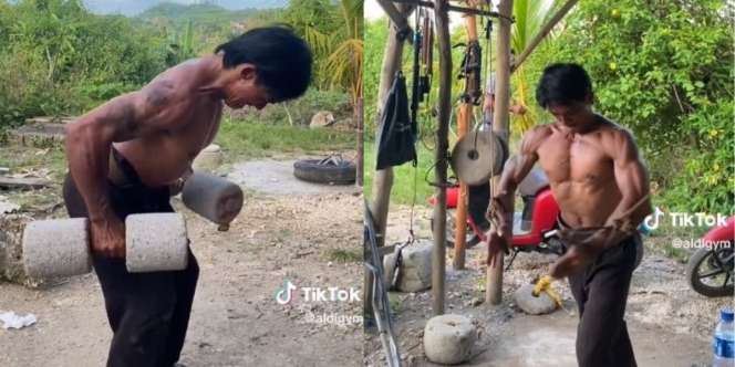 Gym Kearifan Lokal, Alat Seadanya Tapi Bikin Netizen Iri