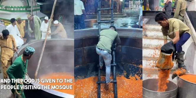 Cara Memasak Makanan India Ini Serba Raksasa, Butuh Beras Satu Ton hingga Tangga Sampai Masuk Panci