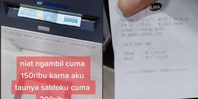 Wanita Ini Syok Saat Ambil Uang di ATM, Isi Rekening Cuma Rp200 Ribu Tapi Struk yang Keluar Rp27 Juta, Saat Dicek Ulang Saldonya Bikin Miris