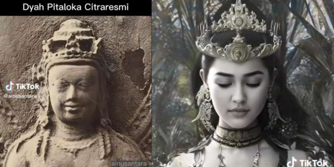 Begini Cantiknya Wajah Patung Puteri Kerajaan Sunda yang Jelita Dyah Pitaloka Jika Divisualisasikan dengan Teknologi AI, Bikin Salfok