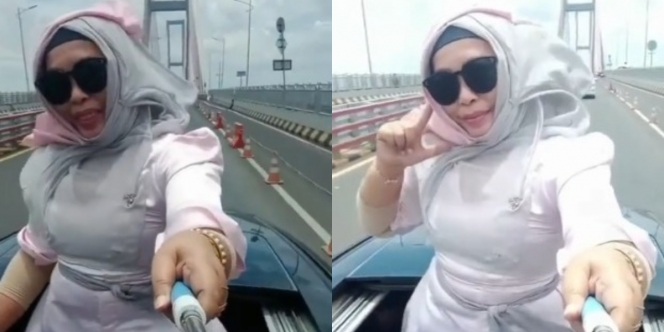 Aksi Emak-Emak Ngevlog di Atas Mobil Bikin Netizen Geleng-Geleng