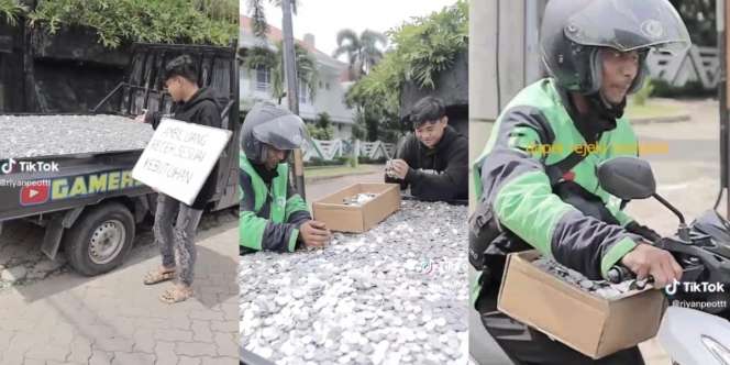 Viral Bagi-Bagi Uang Receh Satu Pickup, Semua Orang Boleh Ambil Sesuai Kebutuhan, Abang Ojol Sampai Bawa Kardus