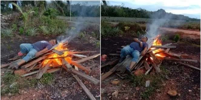 Bikin Konten 'Bakar' Lemak di Atas Api Unggun, Pria ini Dihujat Warganet