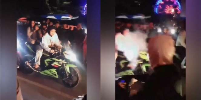 Heboh! Wanita Geber Motor di Tengah Kemacetan, Langsung Dilempar Petasan Auto Kena Mental