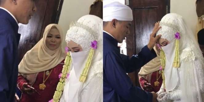 Momen Pertama Kali Pria Lihat Wajah Istri Setelah Akad, Bikin Warganet Iri!