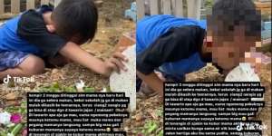 Tahan Rindu Setelah Sang Ibu Meninggal, Momen Bocah Tertunduk Sedih dan Curhat di Makam Bikin Nyesek