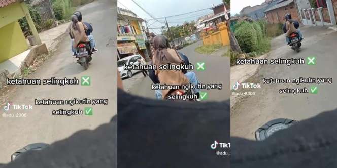 Nyesek! Cowok Cuma Bisa 'Kawal' Pacarnya yang Boncengan sama Selingkuhan, Begitu Keciduk Ceweknya Langsung Tancap Gas