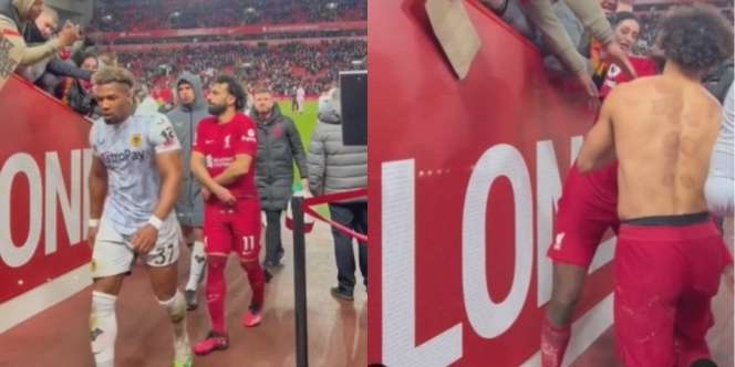 Kasih Jersey ke Penonton Usai Menang Pertandingan, Bekas Bekam di Punggung Moh Salah Bikin Salfok