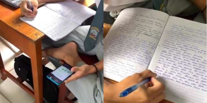 Viral Siswa Menulis dengan Posisi Terbalik 180 Derajat Tetap Rapi Seperti Ketikan
