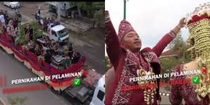 Heboh Pengantin di Banjarmasin Diarak Naik Truk Trailer, Ternyata Bukan Orang Sembarangan