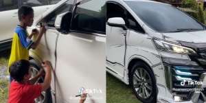 Syok 3 Anak Corat-coret Alphard, Pas Lihat Hasilnya Batal Emosi karena Mobil Jadi Estetik 2D