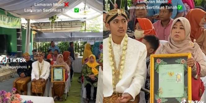 Bingkai di Samping Pengantin Bikin Salfok, Ternyata Mahar Isi Sertifikat Tanah dan Emas