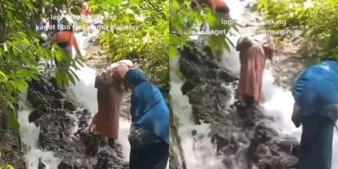Viral Video Aksi 2 Wanita Susur Air Terjun, Pilihan Busananya Jadi Polemik Netizen +62