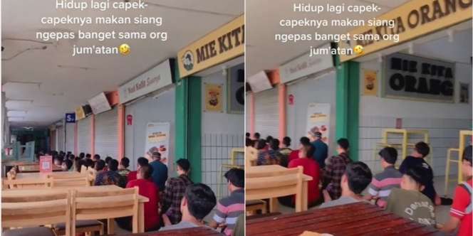 Momen Awkward Wanita Makan Siang di Tengah-Tengah Orang Sholat Jumat