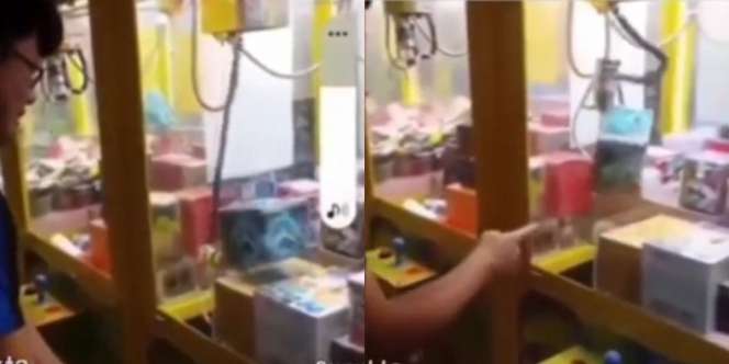 Momen Kocak Kena PHP Mesin Capit, Hadiah Jatuh Bikin Nelangsa