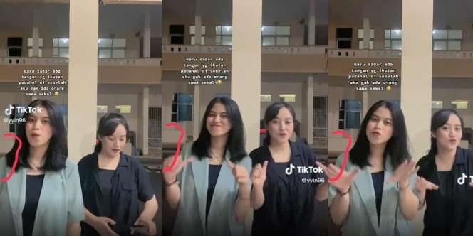 Merinding! Dua Mahasiswi Subang Asyik Joget TikTok di Kampus Malam-malam, Tiba-tiba Muncul Penampakan Tangan Misterius Ikut Goyang