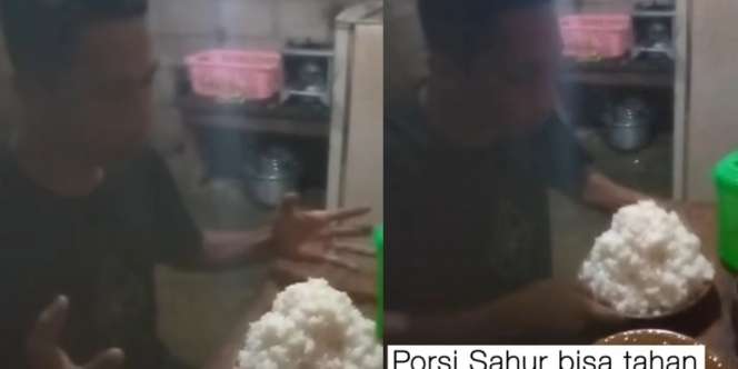 Viral Porsi Makan Sahur Nasi Segunung Sampai Piring Tak Terlihat, Netizen: Bisa Tahan Puasa Sampai Lebaran