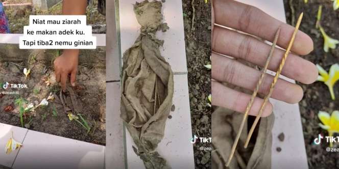 Merinding! Ziarah Kubur Adik, Malah Temukan Bungkusan Berbentuk Pocong, Isinya Besi Ulir Berujung Tajam
