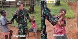 Momen Haru Bocah Papua Manangis karena Tak Rela Ditinggal Pulang Prajurit TNI yang Bertugas
