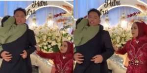 Pengantin Wanita Panik Ada yang Peluk Suami di Pelaminan, Endingnya Bikin Ngakak