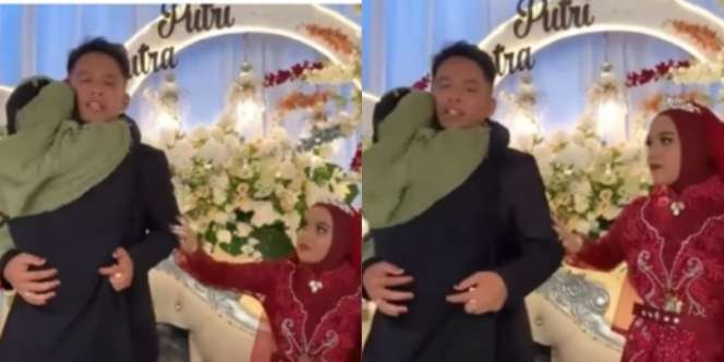 Pengantin Wanita Panik Ada yang Peluk Suami di Pelaminan, Endingnya Bikin Ngakak