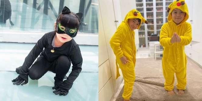 10 Gaya Anak Artis Cosplay Ala Tokoh Kartun, Rayyanza Jadi Larry Si Lobster di Serial Spongebob, Gemes Pol