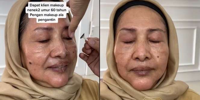 Potret Nenek 60 Tahun Dirias Ala Makeup Pengantin, Awalnya MUA Bingung Pasang Softlens, Endingnya Malah Kayak Gini…