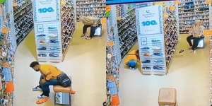 Rekaman CCTV Pria Tukar Sandal Butut dengan Sepatu Baru di Mall Pekanbaru
