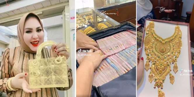 Bawa Koper Segede Gaban Penuh Uang Berjejal, Emak-Emak Pembeli Tas Emas Viral Kembali Borong Koleksi Perhiasan Baru Senilai Rp418 Juta