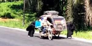 Bantu Dorong Pemotor di Tanjakan Saat Cuaca Terik, 3 Ukhti Bikin Salut