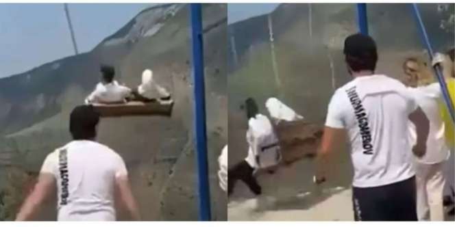 Video Detik-Detik Dua Wanita Nyaris Tewas Saat Main Ayunan di Pinggir Jurang