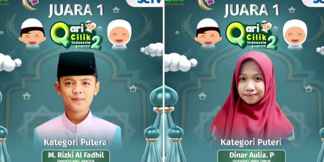 Fadhil dan Dinar Jadi Juara Grand Final Qari Cilik Indonesia Season 2, Berhak Bawa Hadiah Rp 45 Juta