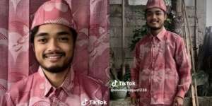 Ngakak! Pria Ini Buat Baju Lebaran Pakai Kain Gorden Motif Bangau Merah Khas Rumah Nenek, Kalau Nempel Jadi Penyamaran yang Sempurna