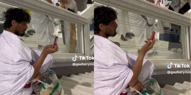 Masya Allah! Kesederhanaan Pria Merekam Ka’bah Pakai HP Jadul Bikin Warganet Kagum